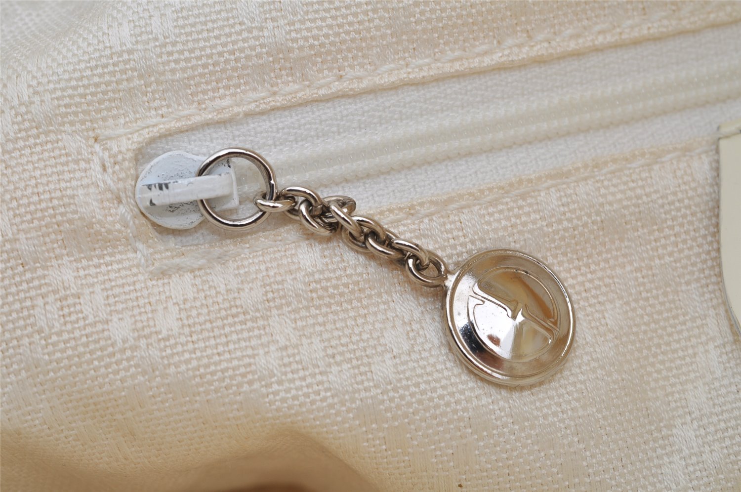 Authentic GUCCI Vintage Bamboo Tote Hand Bag Nylon Leather White 4636J