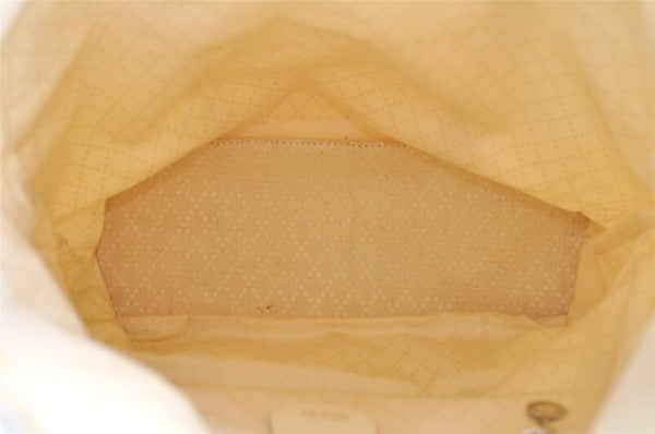 Authentic GUCCI Vintage Bamboo Tote Hand Bag Nylon Leather White 4636J