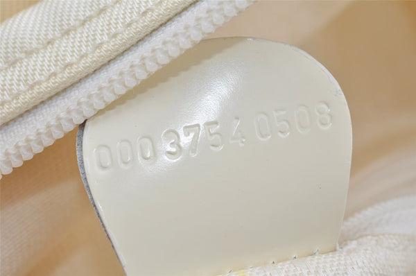 Authentic GUCCI Vintage Bamboo Tote Hand Bag Nylon Leather White 4636J