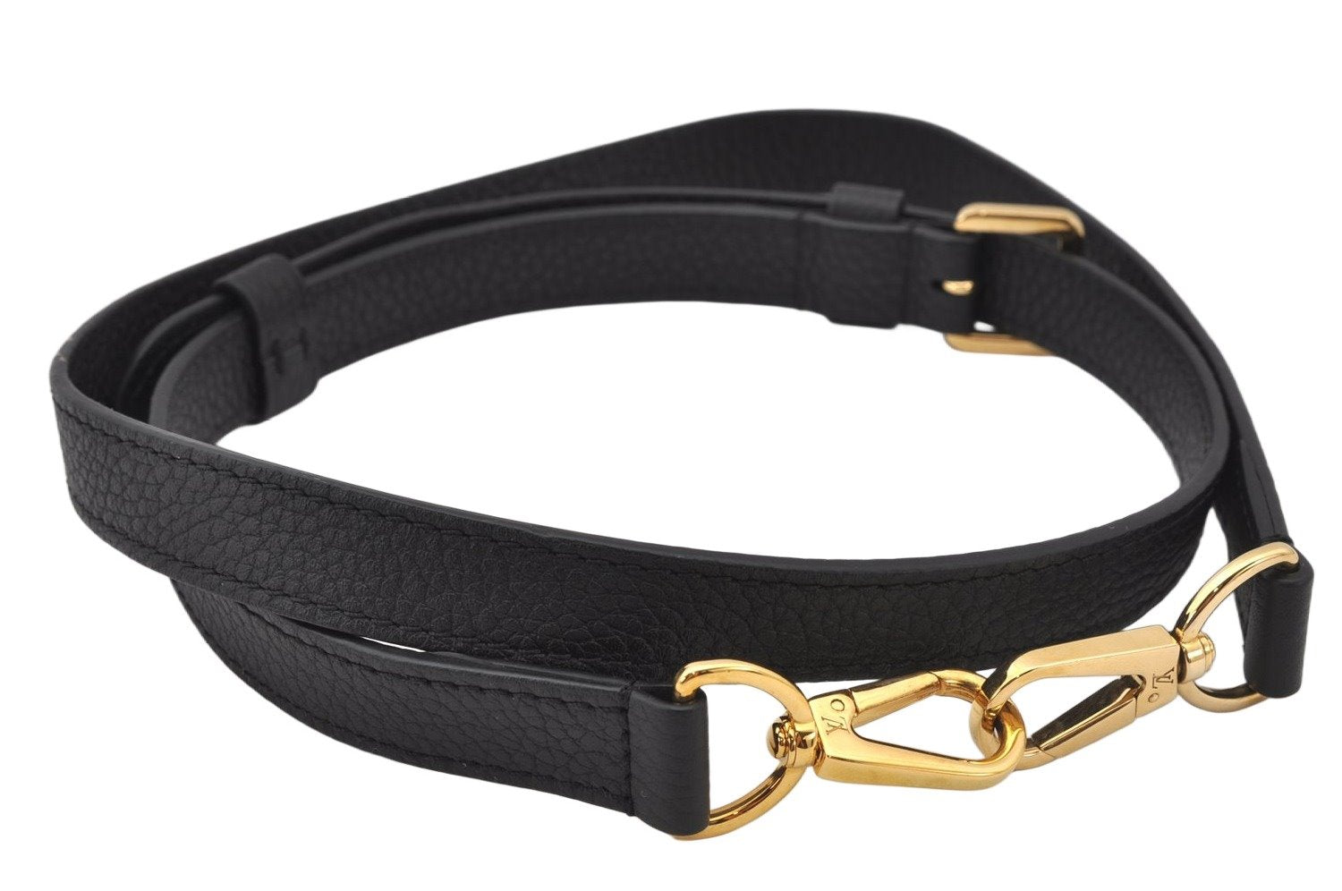 Authentic Louis Vuitton Leather Shoulder Strap Black 43.1-47.2