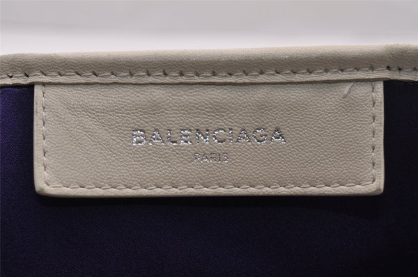 Authentic BALENCIAGA Navy Caba S Hand Bag Purse Leather 339933 White 4638I