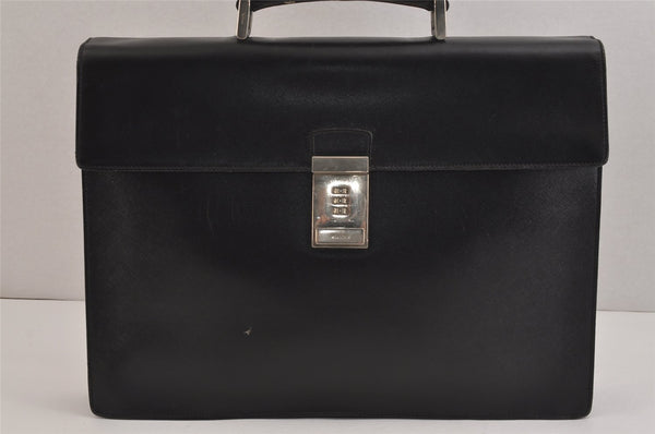 Authentic PRADA Saffiano Leather Nappa Briefcase Business Bag V215 Black 4638J