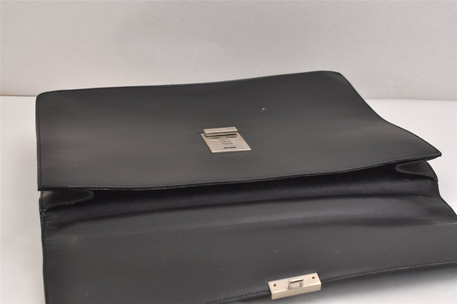 Authentic PRADA Saffiano Leather Nappa Briefcase Business Bag V215 Black 4638J
