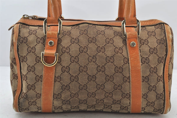 Authentic GUCCI Abbey Hand Boston Bag GG Canvas Leather 130942 Brown 4641K