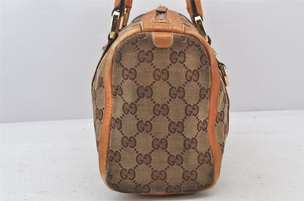 Authentic GUCCI Abbey Hand Boston Bag GG Canvas Leather 130942 Brown 4641K