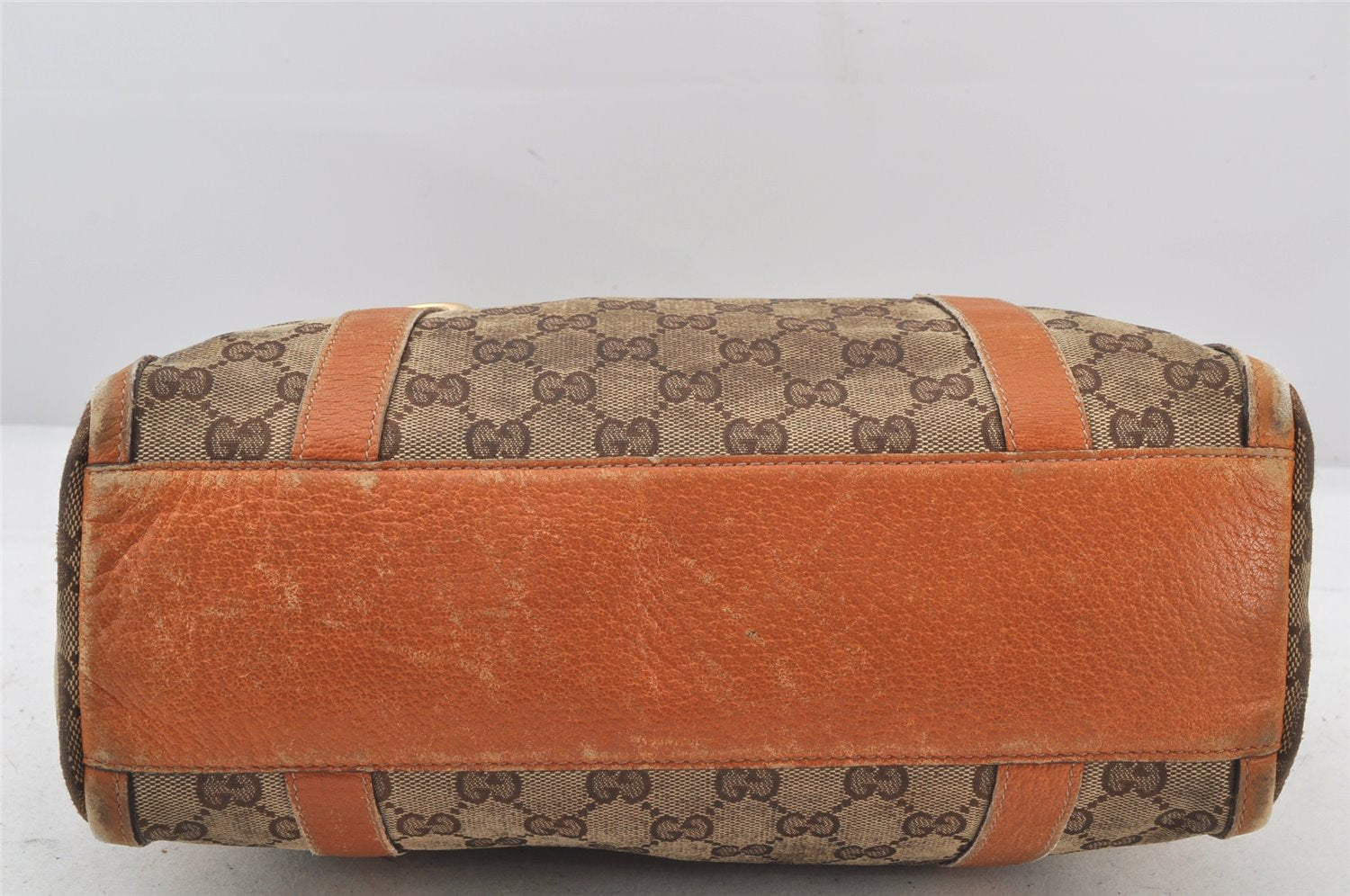 Authentic GUCCI Abbey Hand Boston Bag GG Canvas Leather 130942 Brown 4641K