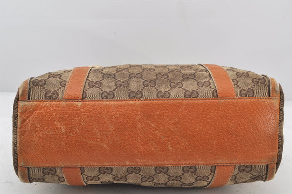 Authentic GUCCI Abbey Hand Boston Bag GG Canvas Leather 130942 Brown 4641K