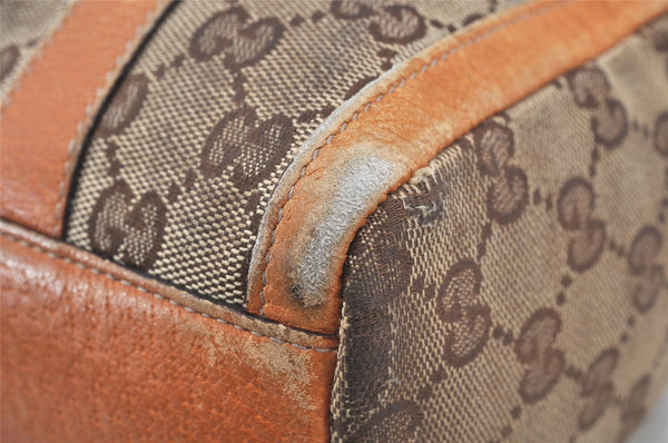 Authentic GUCCI Abbey Hand Boston Bag GG Canvas Leather 130942 Brown 4641K