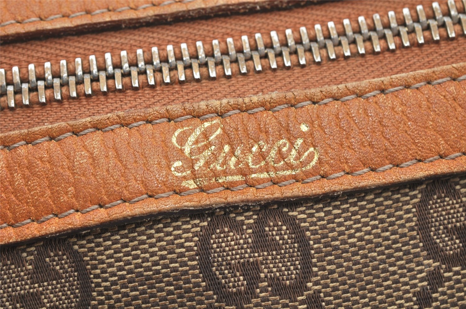Authentic GUCCI Abbey Hand Boston Bag GG Canvas Leather 130942 Brown 4641K