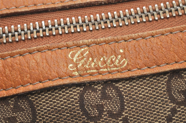 Authentic GUCCI Abbey Hand Boston Bag GG Canvas Leather 130942 Brown 4641K