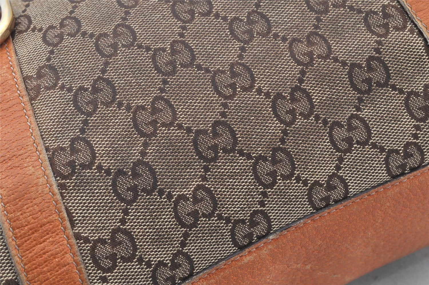 Authentic GUCCI Abbey Hand Boston Bag GG Canvas Leather 130942 Brown 4641K
