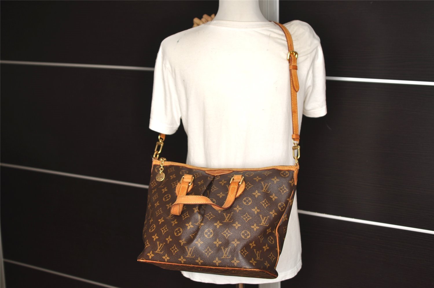 Authentic Louis Vuitton Monogram Palermo PM Shoulder Tote Bag M40145 LV 4642J