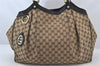 Authentic GUCCI Sukey Shoulder Tote Bag GG Canvas Leather 211943 Brown 4642K