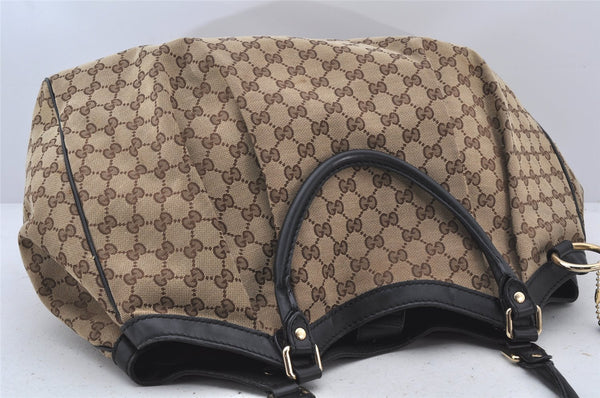 Authentic GUCCI Sukey Shoulder Tote Bag GG Canvas Leather 211943 Brown 4642K