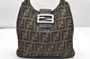 Authentic FENDI Vintage Zucca Shoulder Hand Bag Purse Canvas Leather Brown 4643K