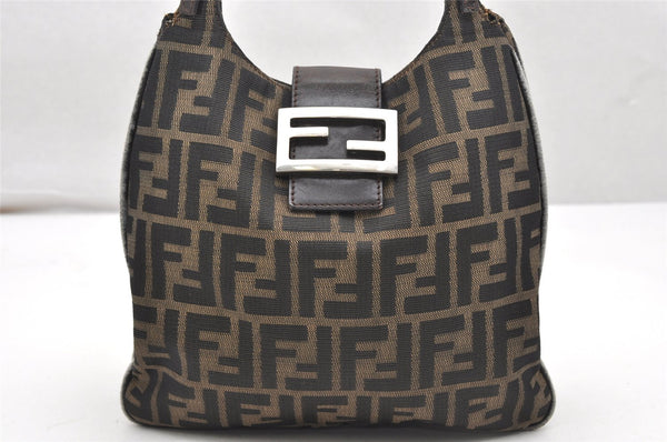 Authentic FENDI Vintage Zucca Shoulder Hand Bag Purse Canvas Leather Brown 4643K