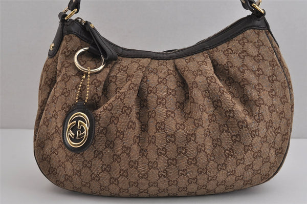 Authentic GUCCI Sukey Shoulder Hand Bag GG Canvas Leather 232955 Brown 4644J
