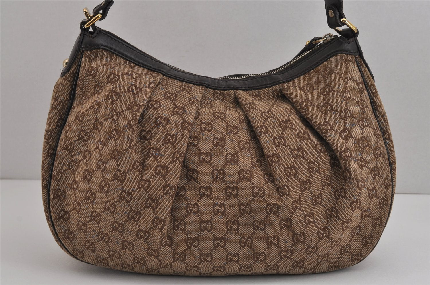 Authentic GUCCI Sukey Shoulder Hand Bag GG Canvas Leather 232955 Brown 4644J