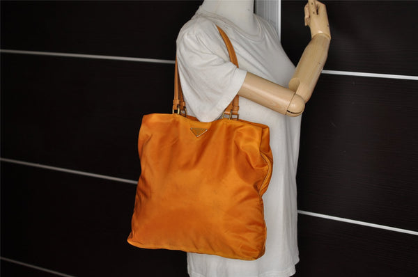 Authentic PRADA Nylon Tessuto Leather Shoulder Hand Bag Orange 4644K