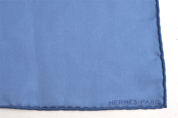 Authentic HERMES Petit Carre 40 Scarf Handkerchief Silk Blue 4644L