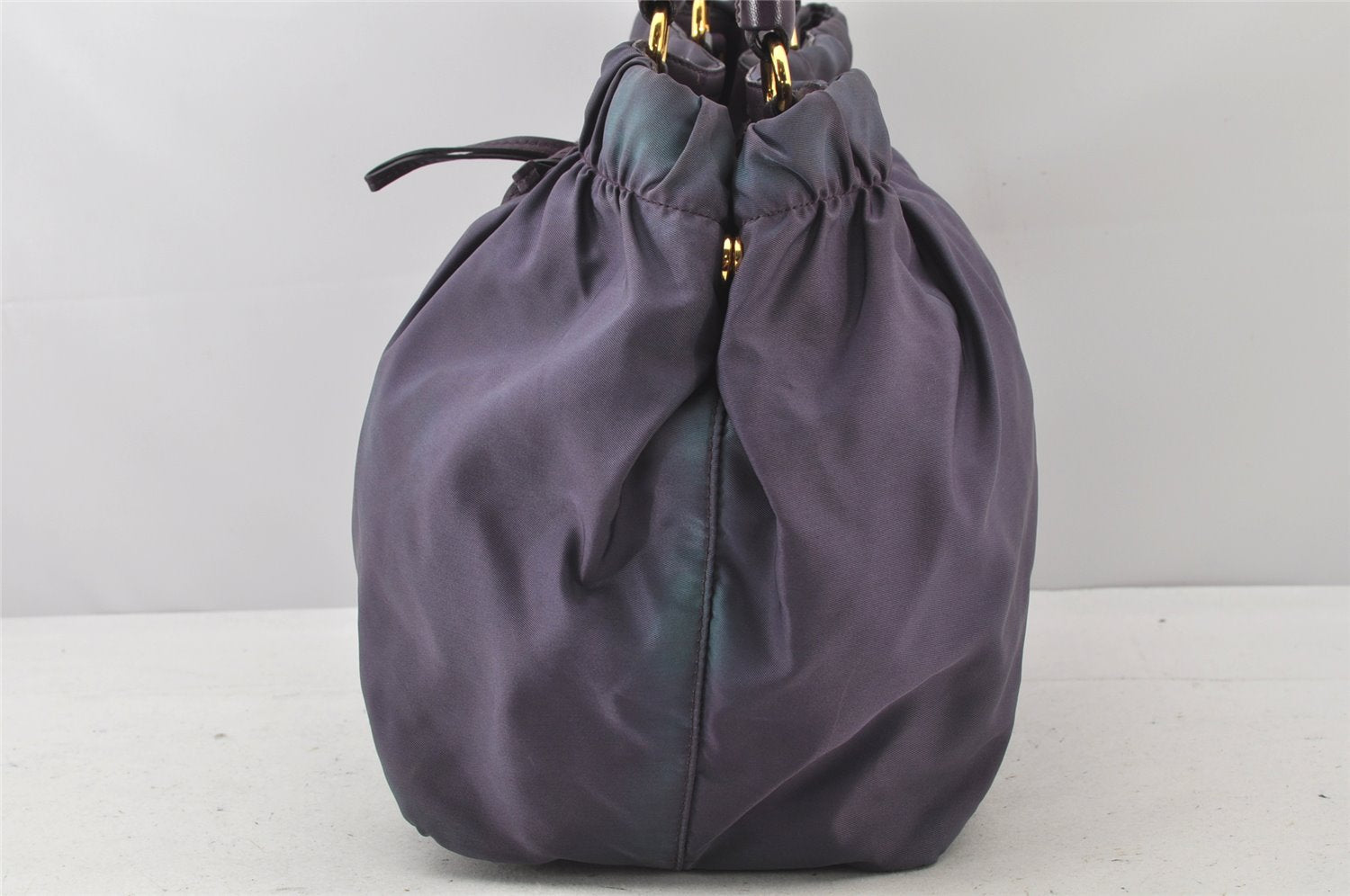 Authentic PRADA Tessuto Bow Nylon Leather 2Way Hand Bag BN1970 Purple 4645K