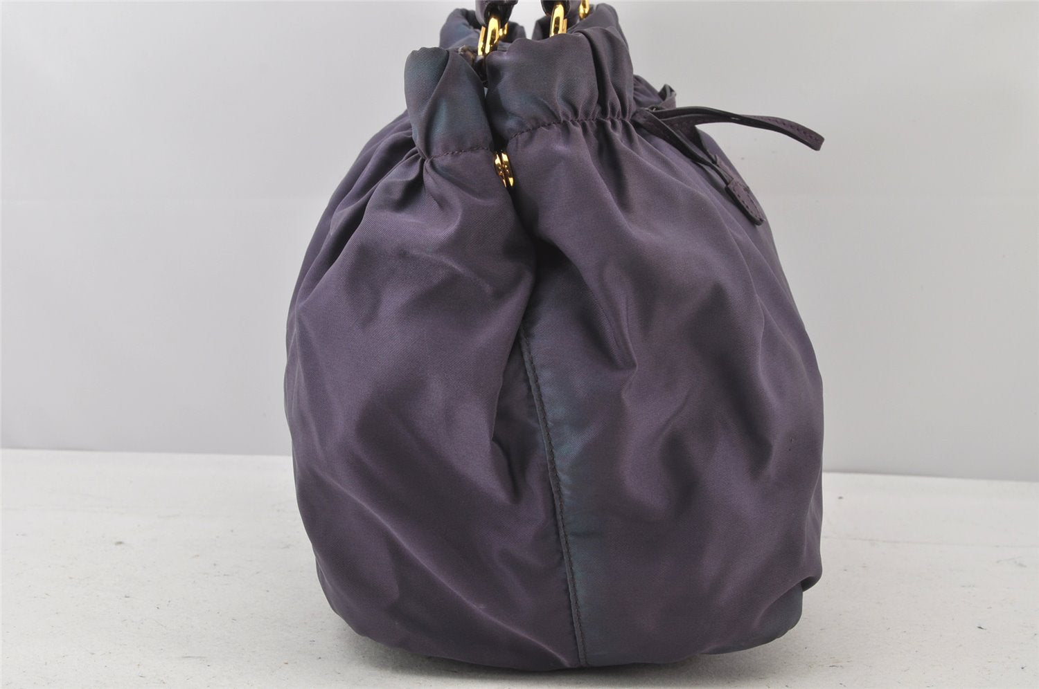 Authentic PRADA Tessuto Bow Nylon Leather 2Way Hand Bag BN1970 Purple 4645K