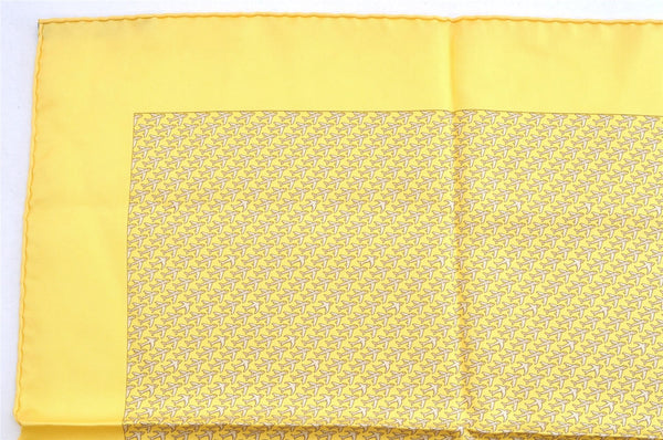 Auth HERMES Petit Carre 40 Scarf Handkerchief Airplane Motif Silk Yellow 4645L