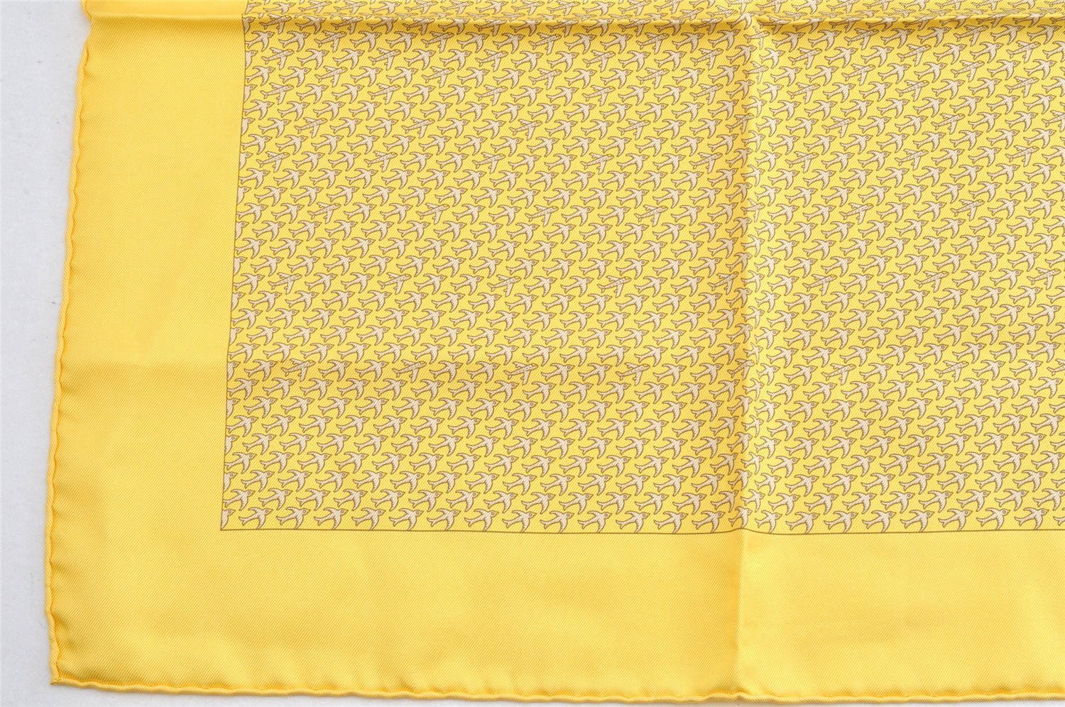 Auth HERMES Petit Carre 40 Scarf Handkerchief Airplane Motif Silk Yellow 4645L