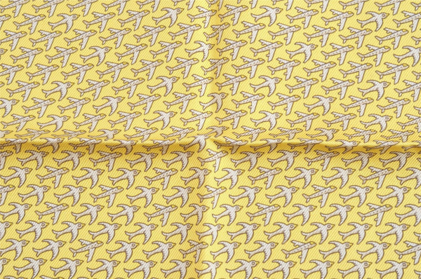 Auth HERMES Petit Carre 40 Scarf Handkerchief Airplane Motif Silk Yellow 4645L