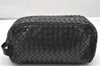 Authentic BOTTEGA VENETA Intrecciato Leather Clutch Hand Bag Purse Black 4646K