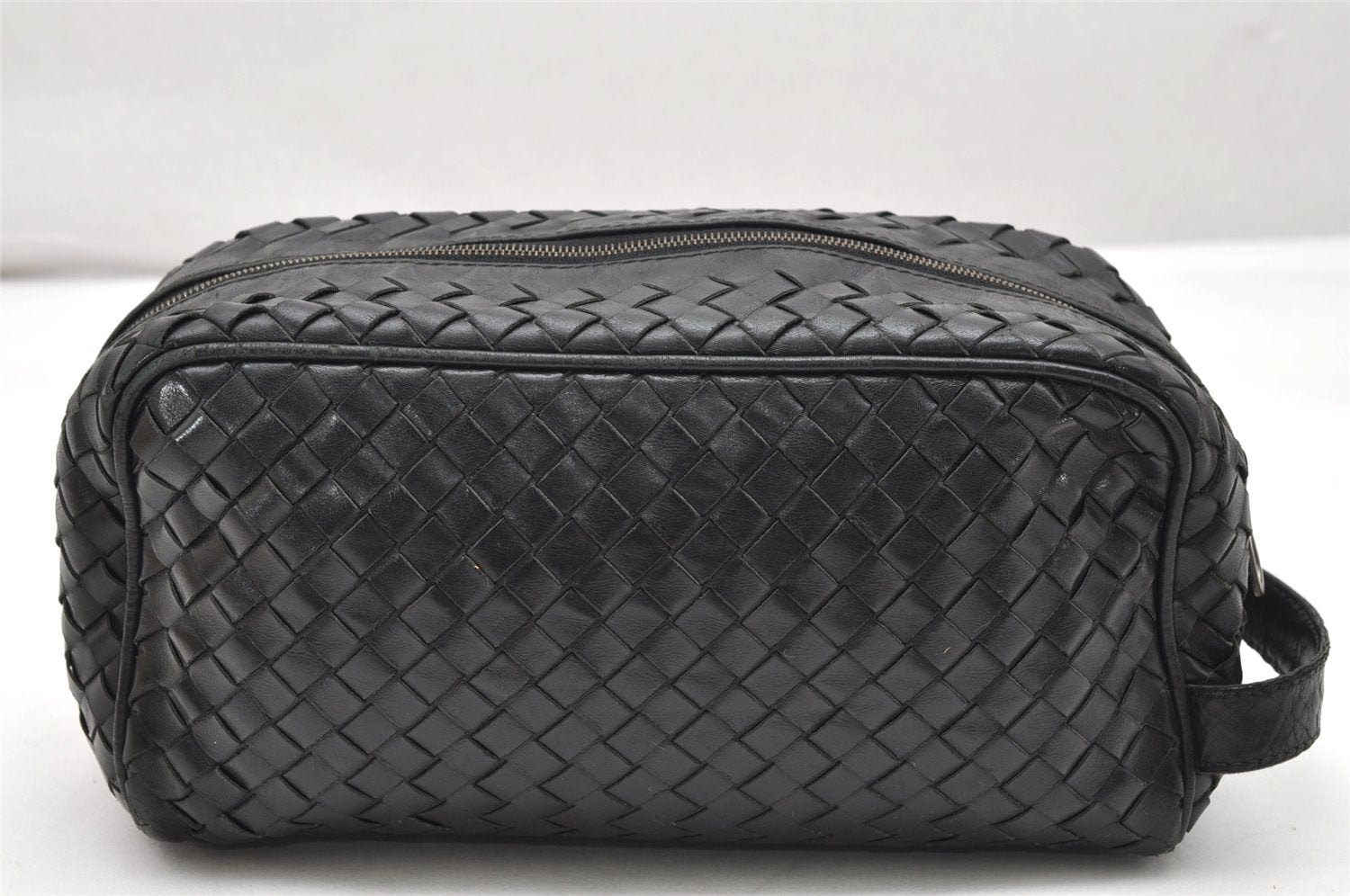 Authentic BOTTEGA VENETA Intrecciato Leather Clutch Hand Bag Purse Black 4646K