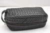 Authentic BOTTEGA VENETA Intrecciato Leather Clutch Hand Bag Purse Black 4646K