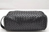 Authentic BOTTEGA VENETA Intrecciato Leather Clutch Hand Bag Purse Black 4646K