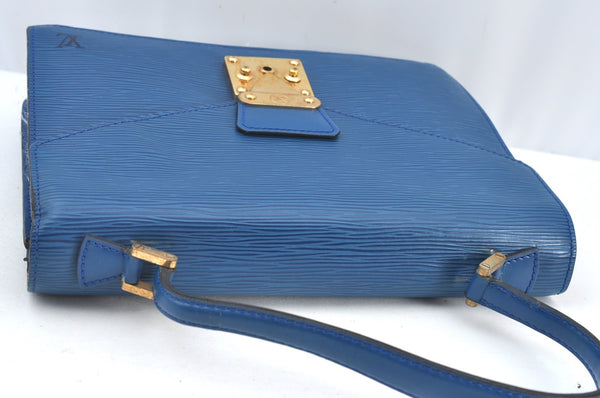 Authentic Louis Vuitton Epi Concorde Hand Bag Purse Blue M52135 LV 4647F