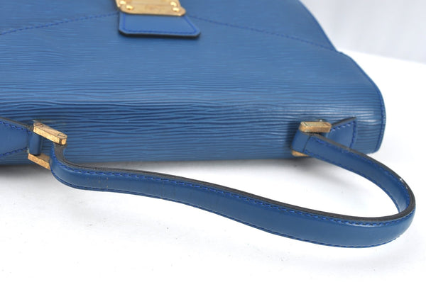 Authentic Louis Vuitton Epi Concorde Hand Bag Purse Blue M52135 LV 4647F