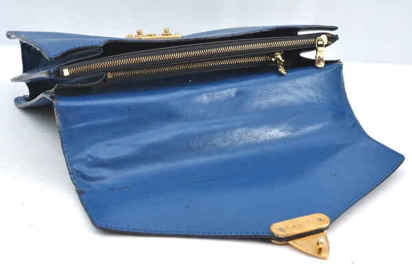 Authentic Louis Vuitton Epi Concorde Hand Bag Purse Blue M52135 LV 4647F
