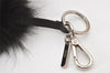 Authentic FENDI Monster Eye Bag Bugs Bag Charm Leather Fur Black Red 4647K