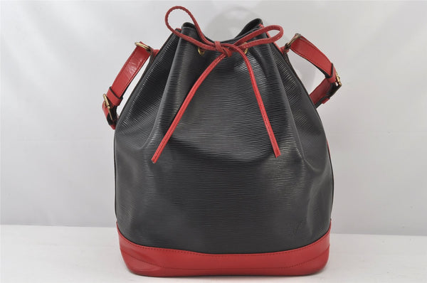 Authentic Louis Vuitton Epi Noe Bi-color Black x Red M44017 Drawstring Bag 4648K