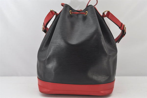 Authentic Louis Vuitton Epi Noe Bi-color Black x Red M44017 Drawstring Bag 4648K