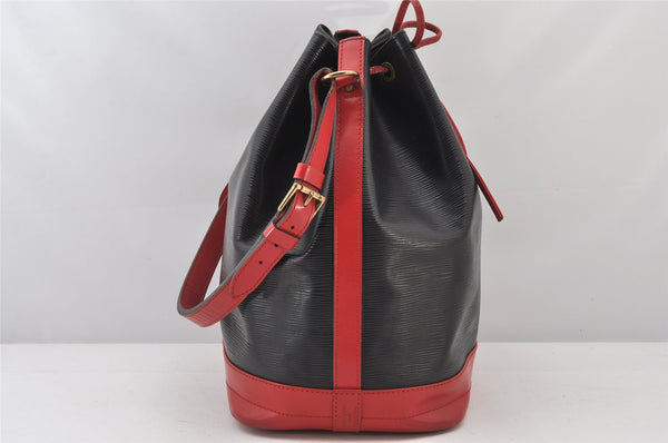 Authentic Louis Vuitton Epi Noe Bi-color Black x Red M44017 Drawstring Bag 4648K