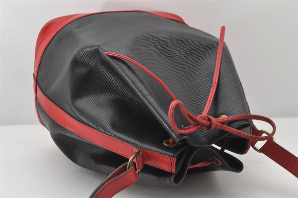 Authentic Louis Vuitton Epi Noe Bi-color Black x Red M44017 Drawstring Bag 4648K