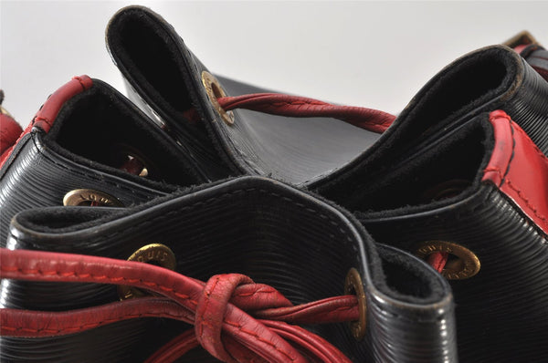Authentic Louis Vuitton Epi Noe Bi-color Black x Red M44017 Drawstring Bag 4648K