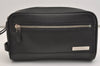 Authentic BURBERRY Vintage Leather Clutch Hand Bag Purse Black 4649J