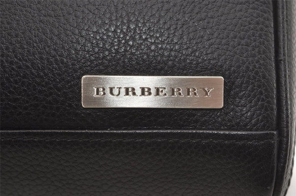Authentic BURBERRY Vintage Leather Clutch Hand Bag Purse Black 4649J