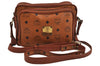 Authentic MCM Visetos Leather Vintage Shoulder Cross Body Bag Purse Brown 4650J