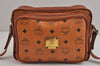 Authentic MCM Visetos Leather Vintage Shoulder Cross Body Bag Purse Brown 4650J