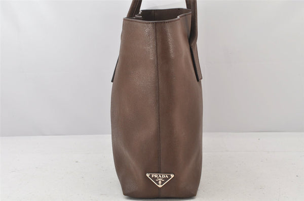 Authentic PRADA Vitello Chic Leather Shoulder Tote Bag BR0762 Brown 4650K