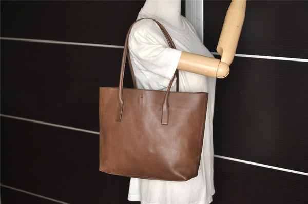 Authentic PRADA Vitello Chic Leather Shoulder Tote Bag BR0762 Brown 4650K