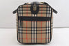 Authentic Burberrys Vintage Nova Check Canvas Leather Boston Bag Beige 4651J