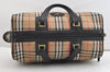 Authentic Burberrys Vintage Nova Check Canvas Leather Boston Bag Beige 4651J